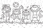 Outline cartoon kids illustration, an Illustration by Bubert Art (Thumbnail 32 of 33)
