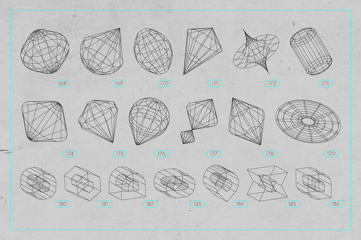 3D Wireframe Shapes | set 4, an Object Graphic by MaximGertsen (Photo 3 of 7)