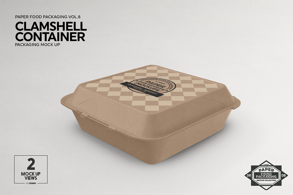 Paper Clamshell Packaging Mockup, a Cups & Container Mockup by INCDesign (Photo 2 of 6)