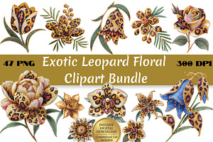 Luxury Leopard Floral Clipart -47PNG