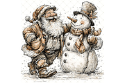 Santa and Snowman Clipart JPG, a Seasonal Illustration by Memories By Lea (Thumbnail 13 of 18)