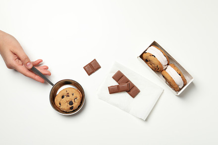 Concept of sweet food, tasty cookies with ice cream, a Background Photo by AtlasStudio PRO