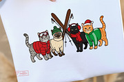 Christmas Cat Groups Clipart Bundle, a Seasonal Illustration by Tanya Kart (Thumbnail 4 of 10)