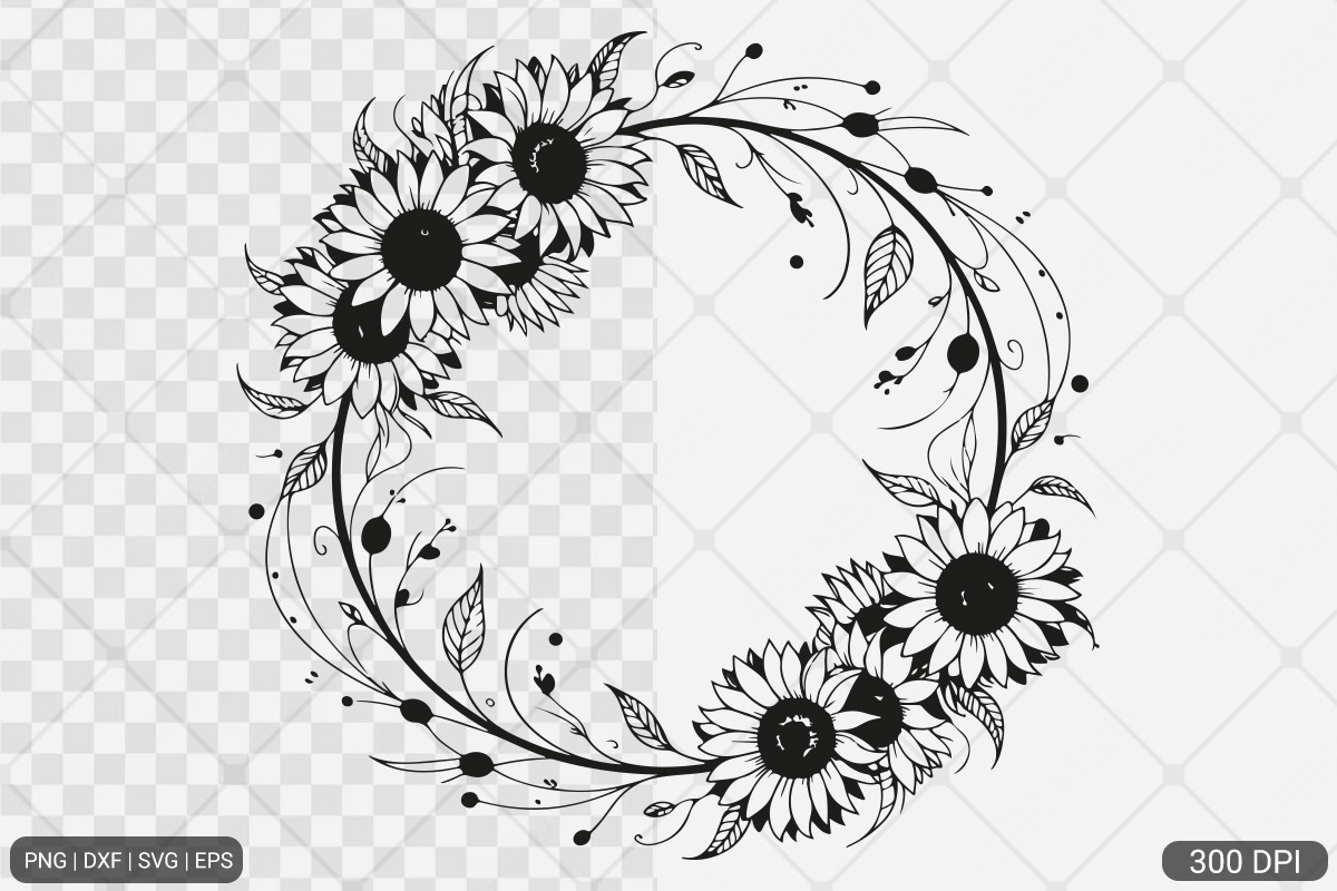 Sunflower Frame SVG PNG Bundle, an Illustration by Actual Pixel (Photo 2 of 23)