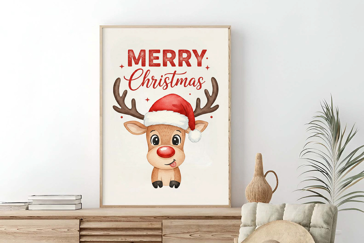 Reindeer Merry Christmas PNG, an Illustration by SinaCreation (Photo 4 of 5)