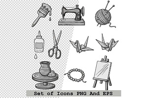 Set of  hobby icons in hand drawn, an Icon by one-touch
