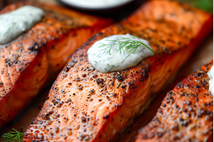 Grilled salmon fillets with dill, a Food & Drink Photo by Lermont51