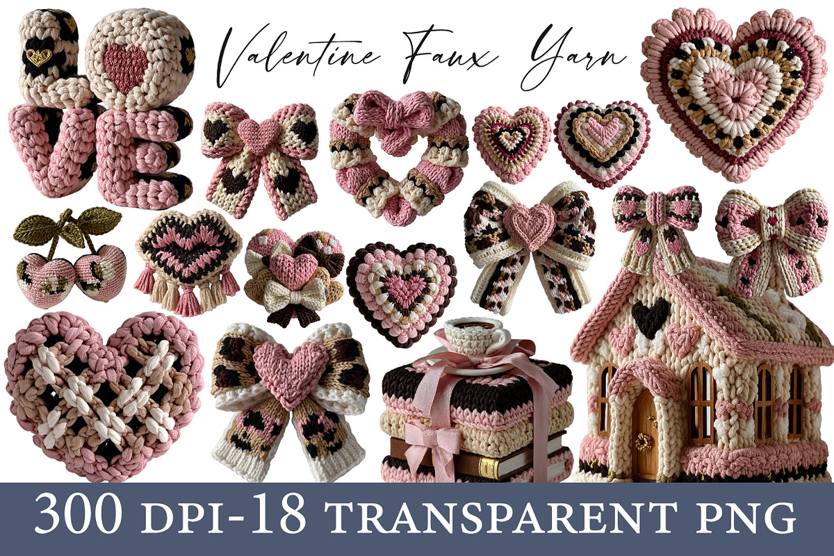 Valentine PNG Bundle Faux Yarn, an Illustration by Designworld (Photo 1 of 6)