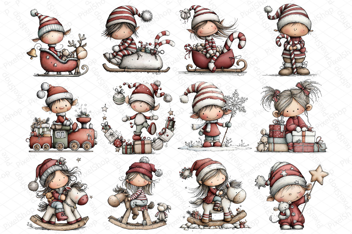 Whimsical Elf Clipart Bundle, an Illustration by DreamPrint404 (Photo 3 of 5)