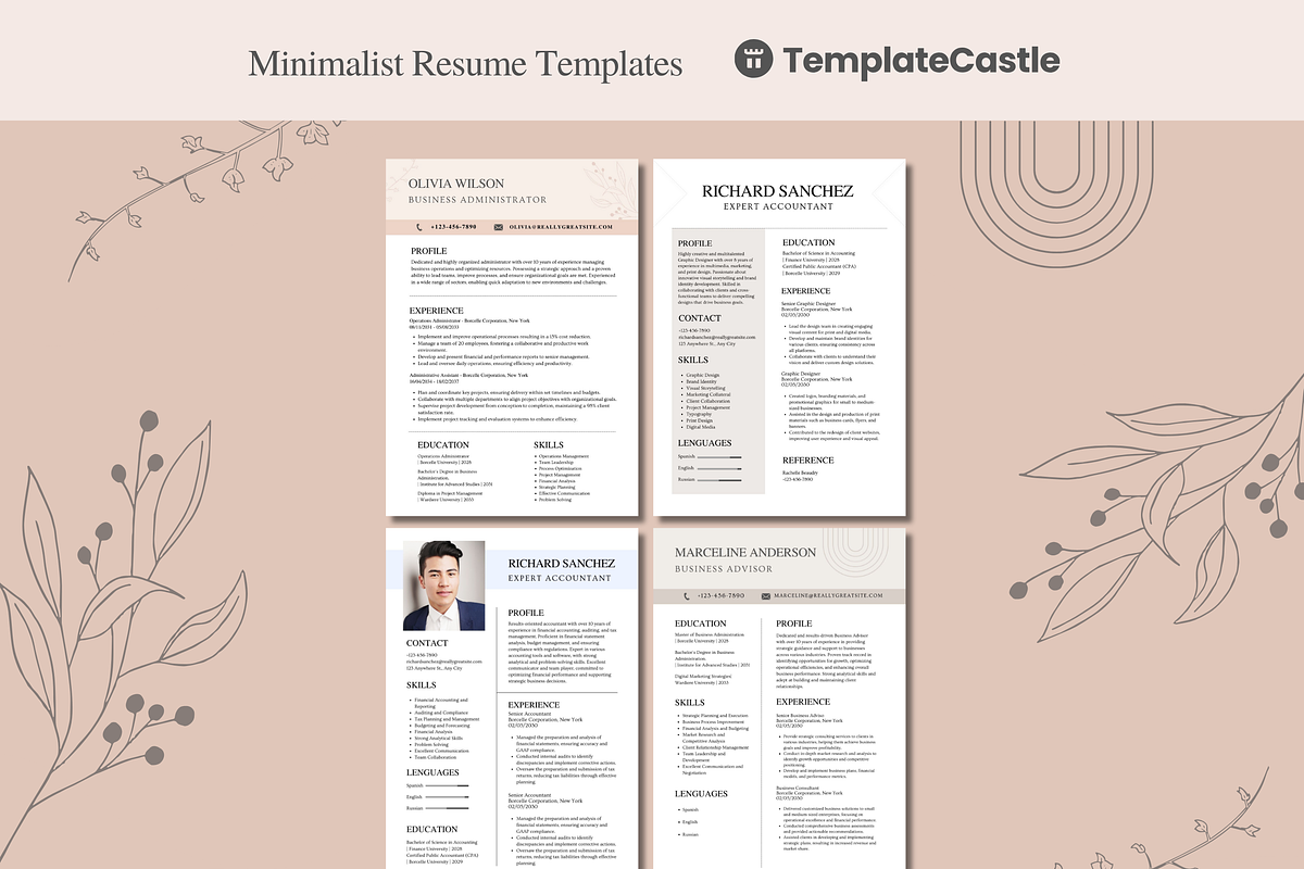 Minimalist Resume Templates Canva, a Templates & Theme by TemplateCastleStore (Photo 1 of 9)