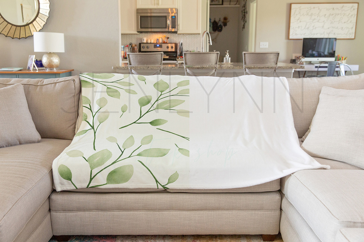 Minky Blanket Mockup on Couch #BH06, a Product Mockup by JENLYNN Stock Shop (Photo 1 of 7)