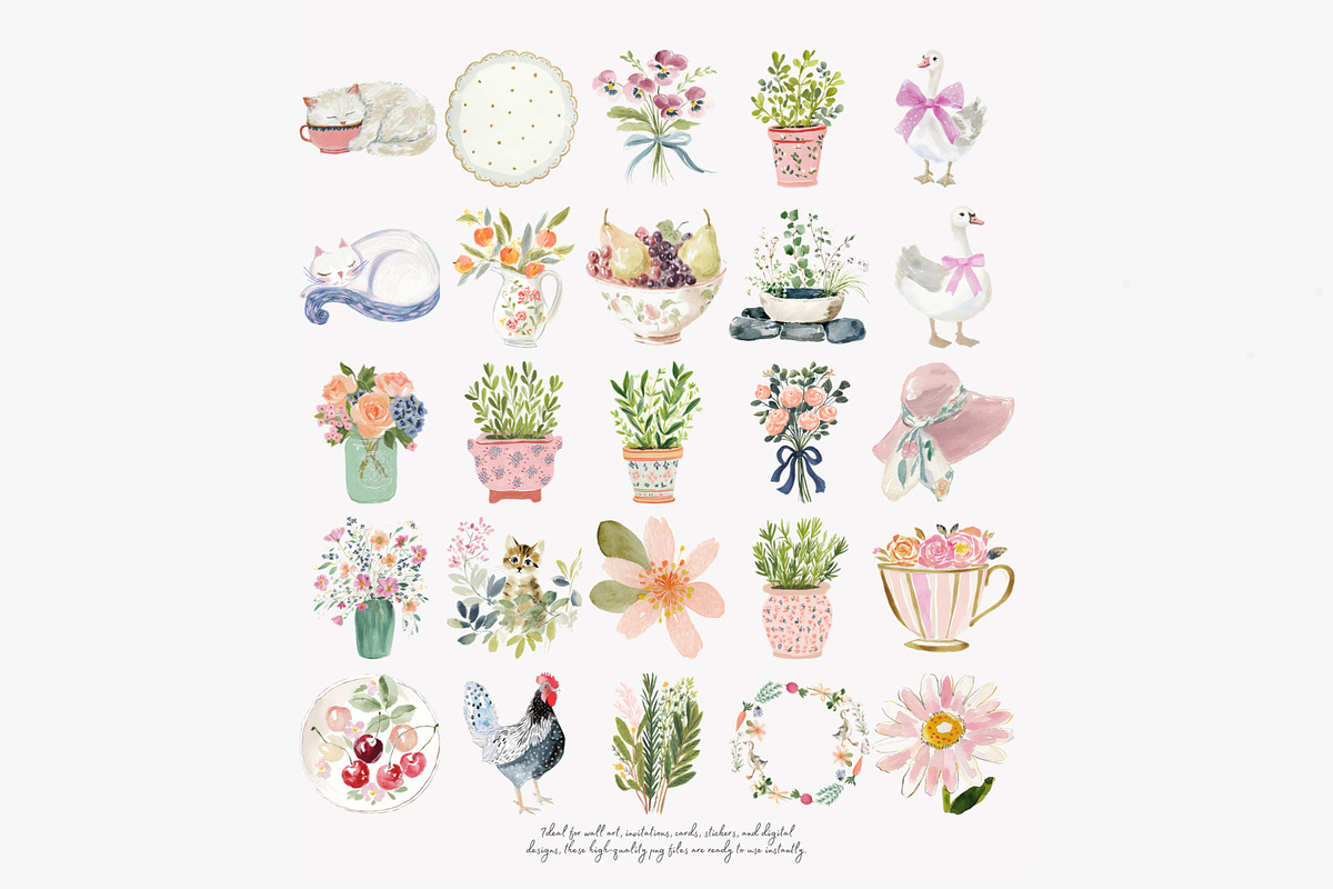 whimsical watercolor clipart set, a Decorative Illustration by Patishop Art (Photo 10 of 10)