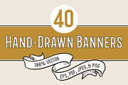 40 Hand-Drawn Vintage Banners, an Illustration by Britt & Kit (Thumbnail 1 of 3)