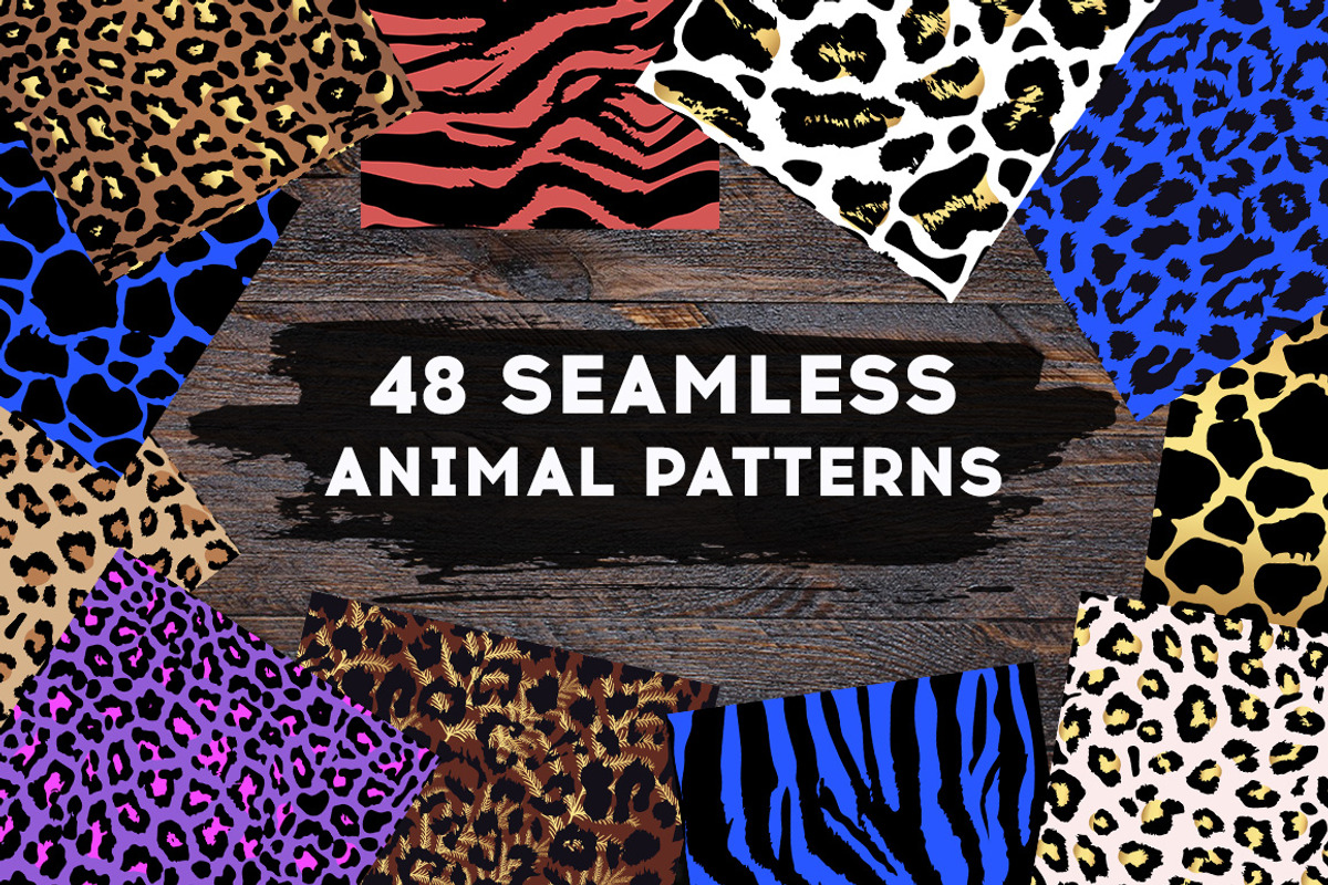 48 SEAMLESS ANIMAL PATTERNS, a Pattern Graphic by Mila Di Art