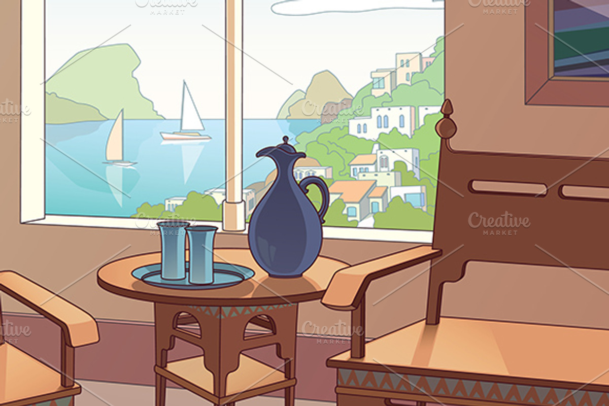 Light Living Room in Oriental Style, a Decorative Illustration by LEKS illustrations (Photo 3 of 5)