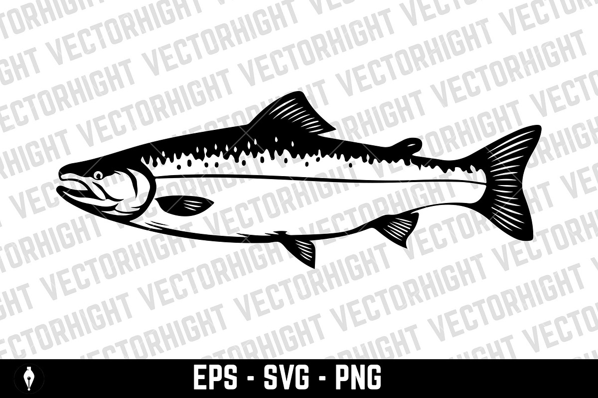 Salmon icon isolated on white bg, an Animal Illustration by Vectorhight