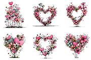 Whimsical Floral Hearts Clipart, an Illustration by CraftArtStudio (Thumbnail 3 of 6)