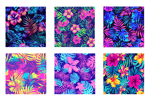 Neon Hawaiian Print Digital Paper