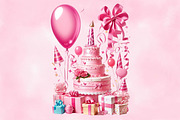 Pink Birthday Sublimation Clipart, a Seasonal Illustration by Craft Nest (Thumbnail 4 of 5)