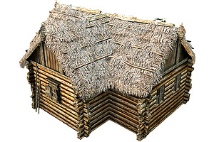 Wooden Thatch House T-Shaped