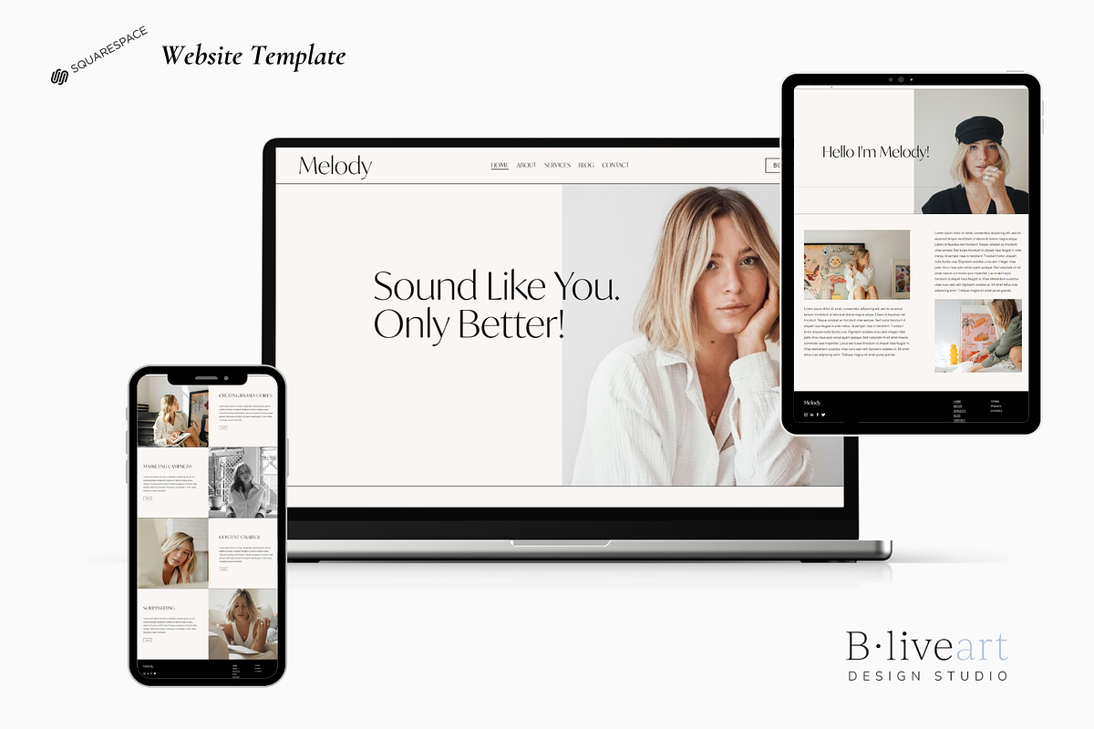 Melody Squarespace 7.1 Template, a Squarespace Template by Beliveart Studio (Photo 1 of 4)