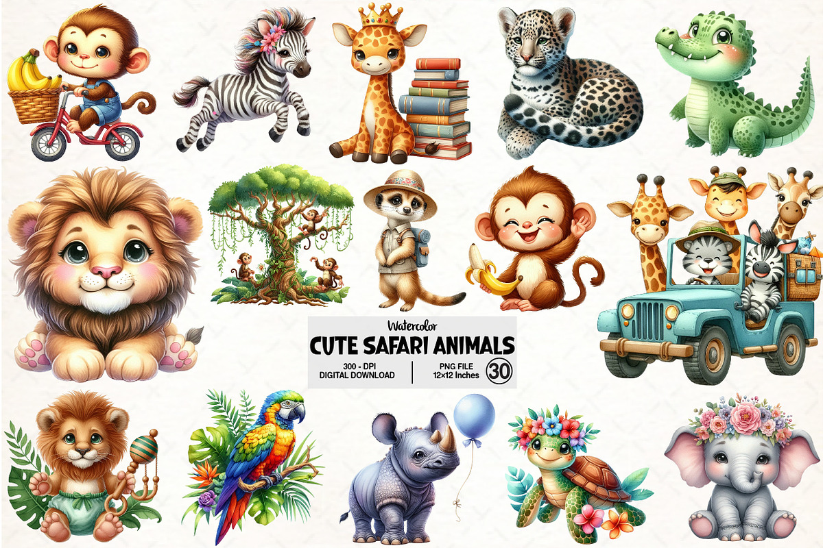 Safari Animals Png, an Illustration by Pixels.Craft (Photo 1 of 7)