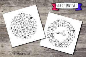 4th Of July Hand Drawn 95 Icons!