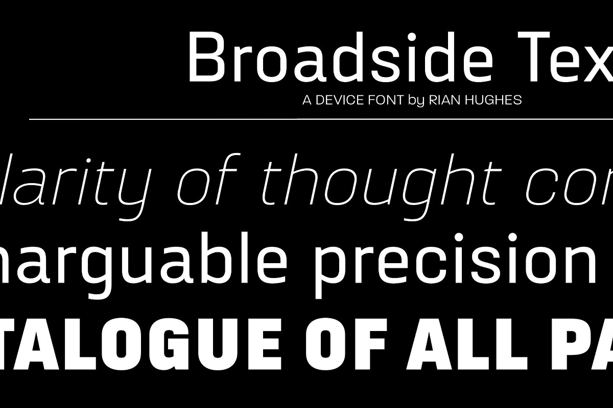 Broadside Text, a Sans Serif Font by Device (Photo 1 of 6)