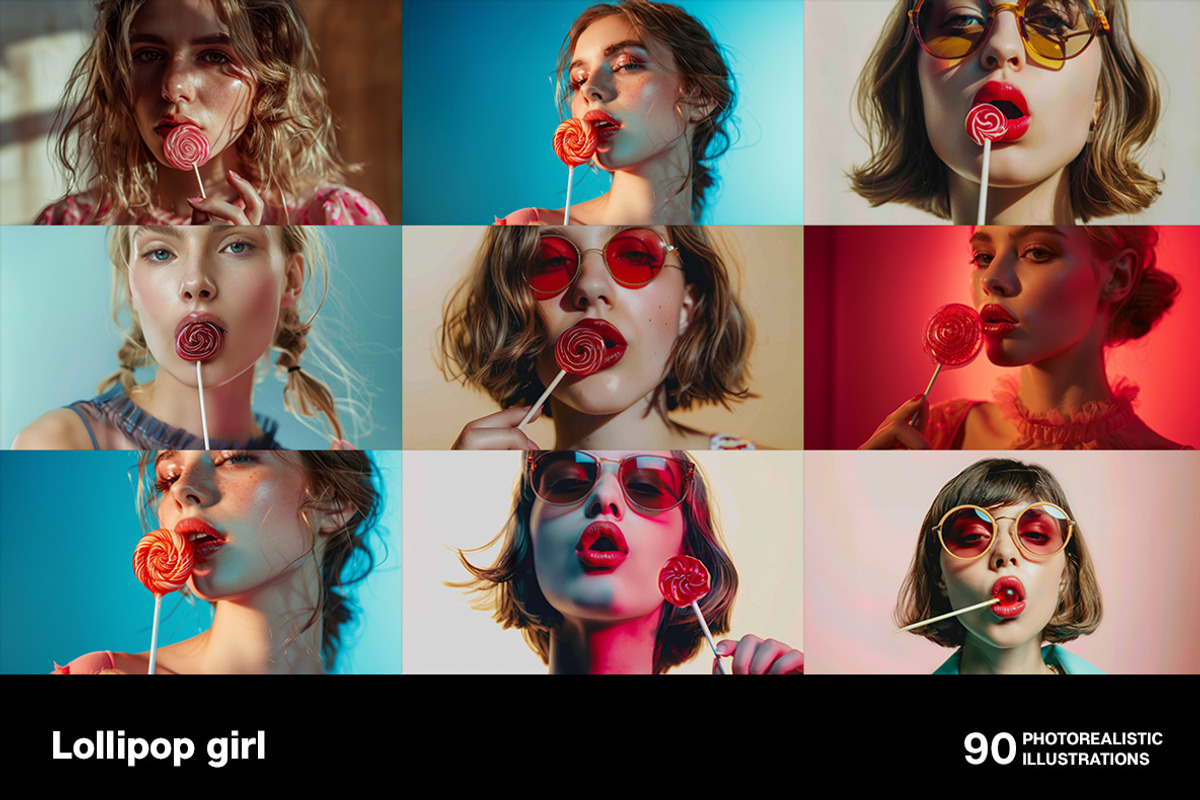 Lollipop girls. 90 images, a Person Illustration by Handmadefont (Photo 12 of 16)