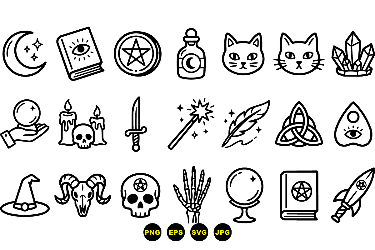 Mystical Witchcraft Line Art Icons B, an Illustration by designvectx (Photo 2 of 3)