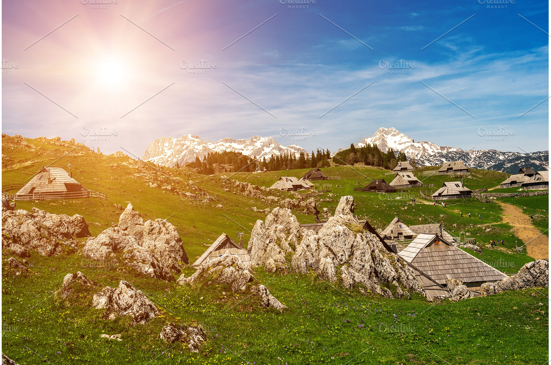 Mountain village in Alps, wooden, a Nature Photo by Nature and travel