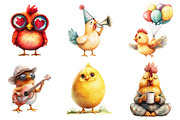 Funny Chicken Watercolor Clipart Bun, an Illustration by Watercolor design (Thumbnail 4 of 5)