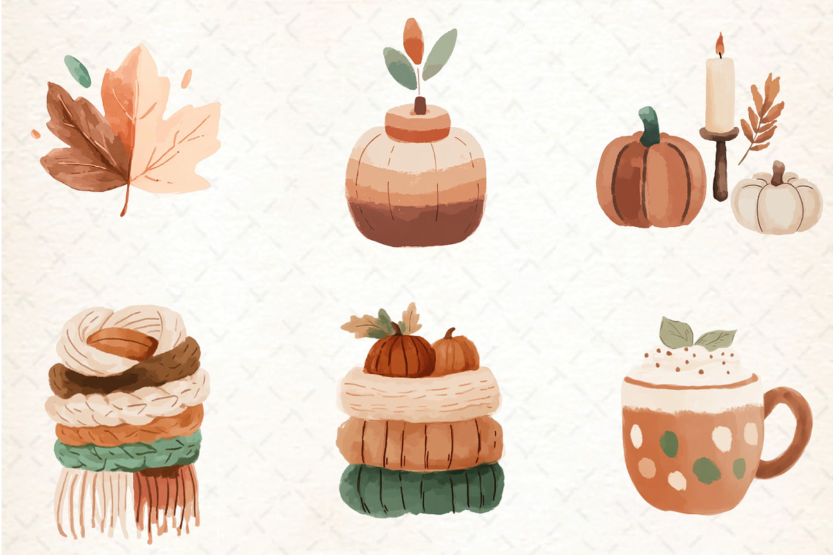 Cozy Little Hand-drawn Autumn Elemen, an Illustration by DreamCafeArt (Photo 2 of 8)