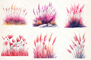 Pink Summer Grass Clipart, an Illustration by DreamCafeArt (Thumbnail 2 of 7)