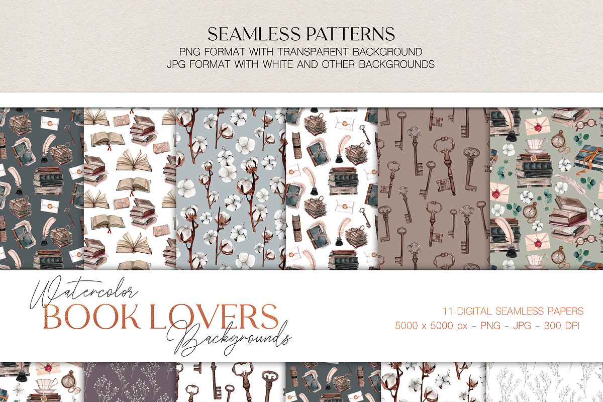 Book Lovers - watercolor set, an Illustration by CrystalinaShop (Photo 4 of 4)