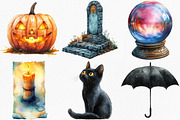 Watercolor Halloween Evening Clipart, an Illustration by Canvas Craft (Thumbnail 6 of 8)