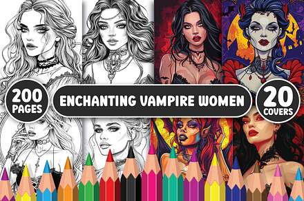 Enchanting Vampire Women Color Pages