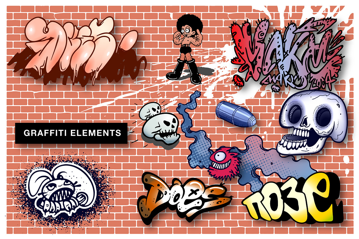 Graffiti Elements Vector Bundle, an Object Illustration by Vector Clash (Photo 3 of 5)