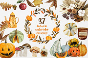 Autumn watercolor clipart pumpkins, an Animal Illustration by Artcard Watercolor (Thumbnail 1 of 15)