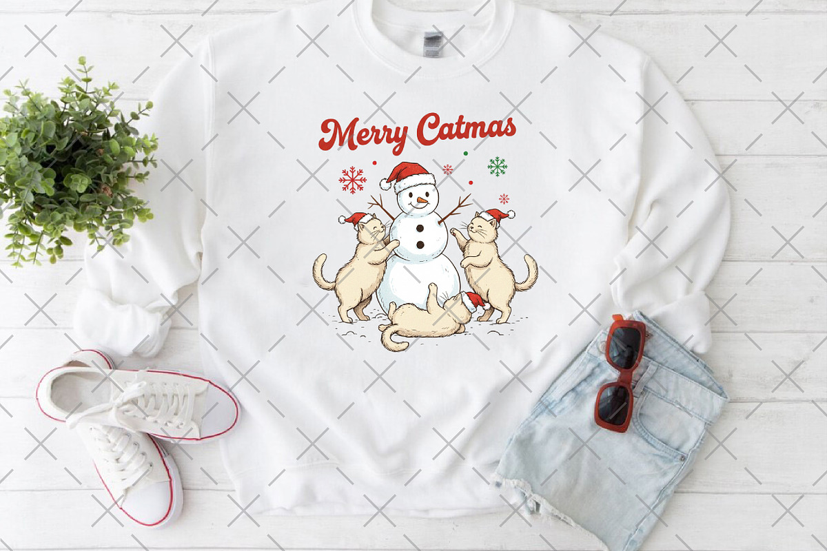 Funny Santa Snowman Cat PNG, an Illustration by Craft Nest (Photo 3 of 6)