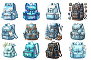 Watercolor Blue Backpack Clipart, an Illustration by SinaCreation (Thumbnail 2 of 5)