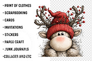 Quirky Christmas Reindeer Clipart, a Work Illustration by SinaCreation (Thumbnail 3 of 6)