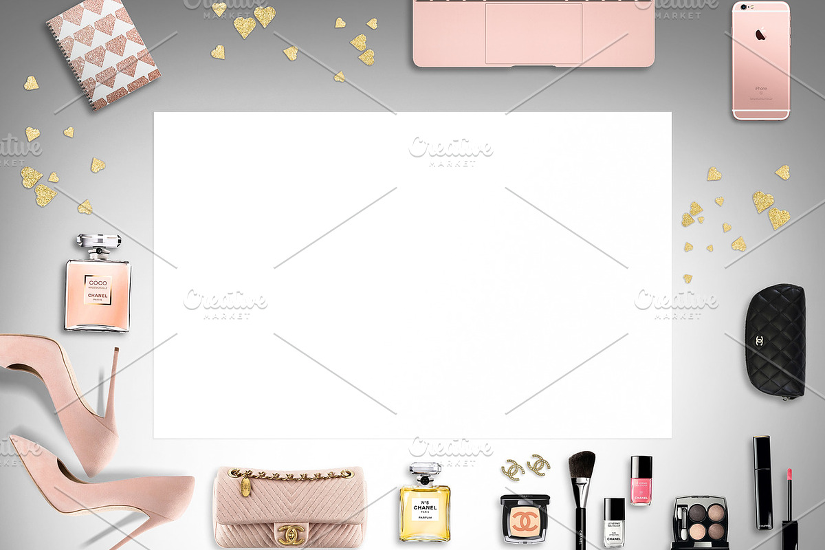 Luxury brand makeup desk post mockup containing chanel, stock photography, a Beauty & Fashion Photo by Whimsical Logoshop (Photo 2 of 2)