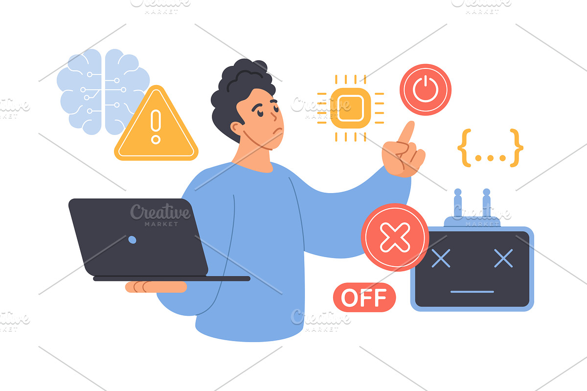 Control refusal use ai services, a Technology Illustration by Lemberg Vector