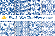 Blue & White Floral Pattern Bundle, a Pattern Graphic by LemonDesign (Thumbnail 1 of 13)