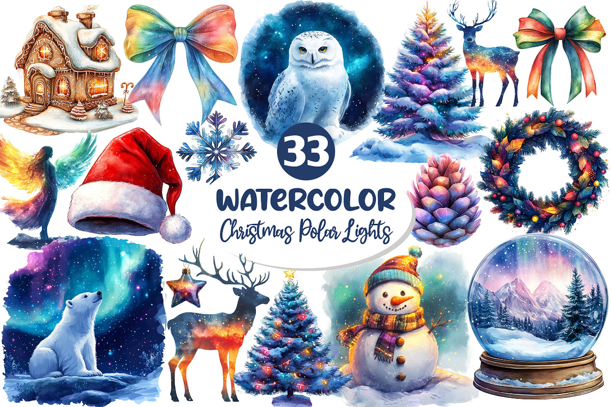 Christmas Polar Lights Clipart, an Illustration by Dream Creation (Photo 1 of 7)