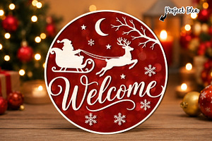 Welcome Christmas Santa Sleigh SVG, an Object Graphic by OK Design