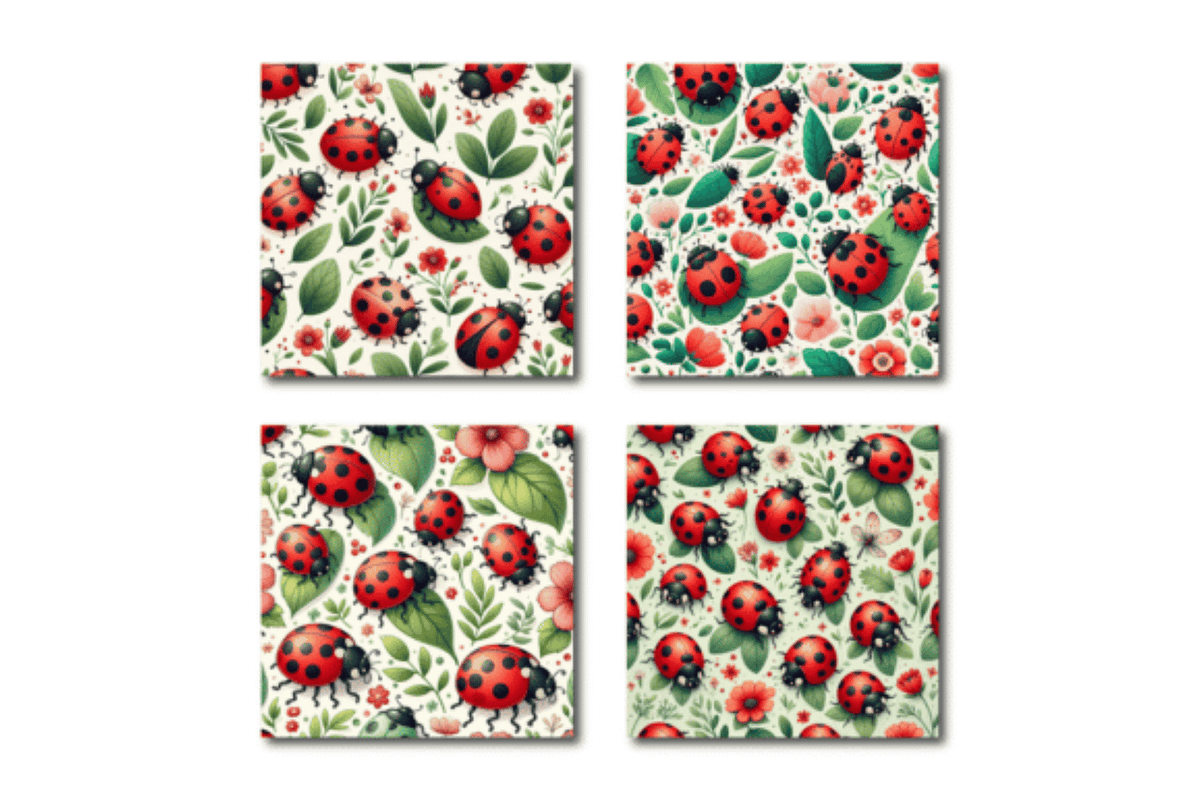 Ladybug Patterns Digital Papers, a Pattern Graphic by Dizzy Art Studio (Photo 2 of 3)
