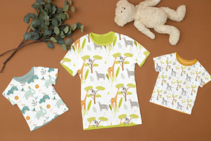 Tiny Jungle Set. Zoo Pattern