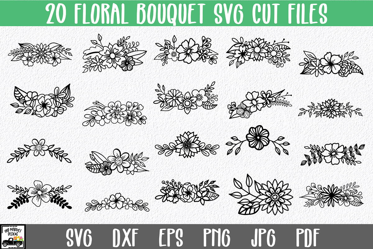 Floral Bouquet SVG Bundle, an Illustration by OldMarket Designs (Photo 1 of 8)